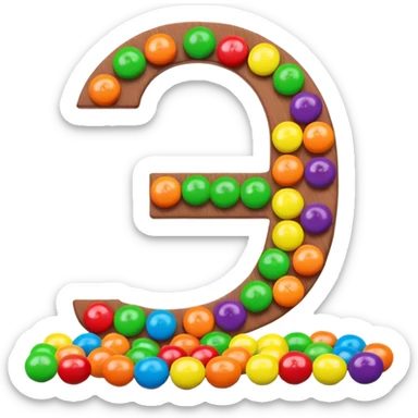 A stylized S letter made of rainbow colors next to a few green round candies, extremely minimal Skittles representation. sticker