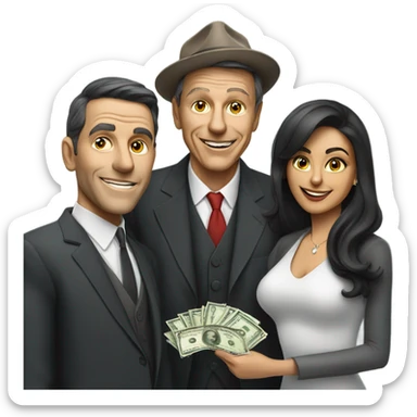 sinatra with one with male friend one persian lady friend and money  sticker
