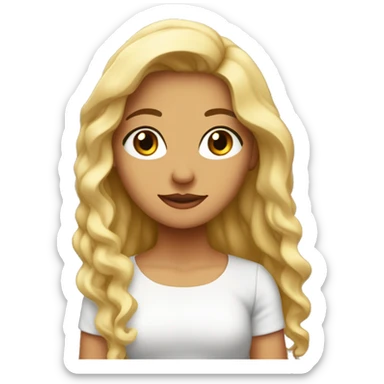 Chica blanca, con pelo largo y ondulado, ojos marro sticker
