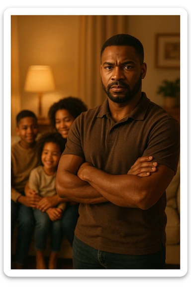 UOMO A BRACCIA CONSERTE CHE TRASMETTE PROTEZIONE PER LA SUA FAMIGLIA sticker