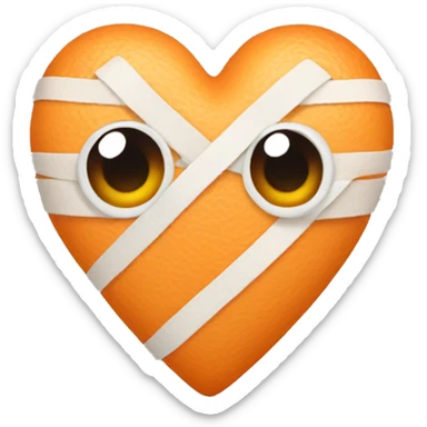 light orange heart with bandages sticker