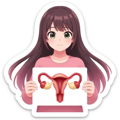 Anime girl long hair explain female reproductive system sticker