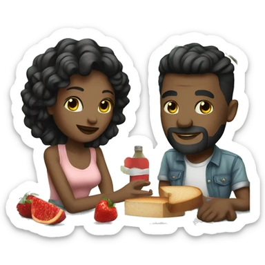 Romantic picnic date for beautiful tattooed couple sticker