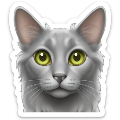 grey nebelung cat full body olive green eyes sticker