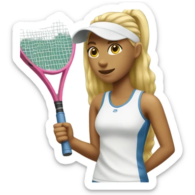 Teenage Girl playing Tennis with blond hair sticker
