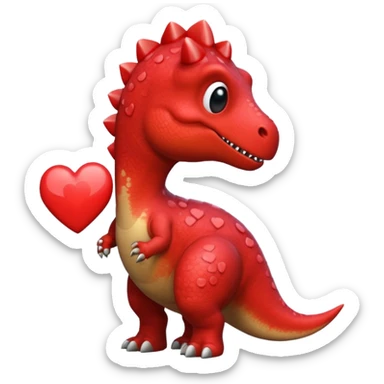dino with a heart sticker