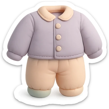 cute cushion style illustration of pajamas, soft and plush, pastel colors sticker