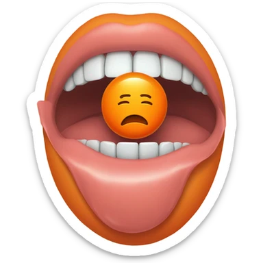 Round orange pill on a tongue sticker