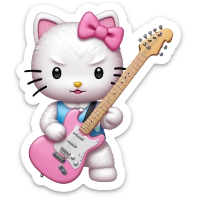 Hello Kitty playing an electric guitar sticker