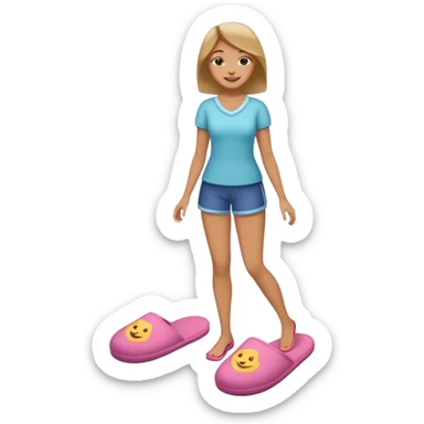 woman model standing on foot with cushion slippers sticker