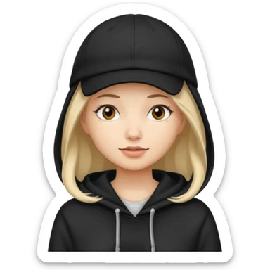 woman with black cap and hoodie sticker