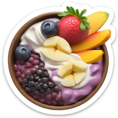 Creamy açaí bowl with fruits and spoon sticker