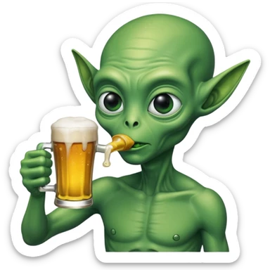 Un alien qui bois une bière  sticker