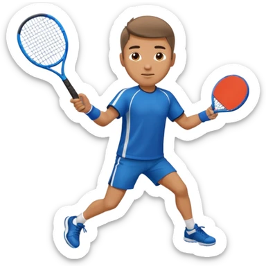 Male, eurasian, wearing sports cloth, swinging padel raquet not a tennis raquet sticker