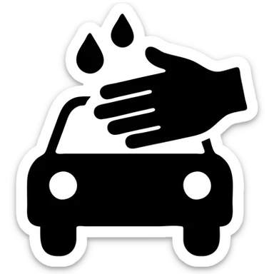 solid filled icon of a hand washing a car, representing Hand Wash sticker