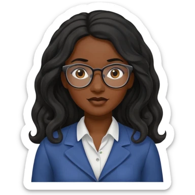 Black women teacher with black long  wavy hair chalkboard background and no eyeglasses sticker