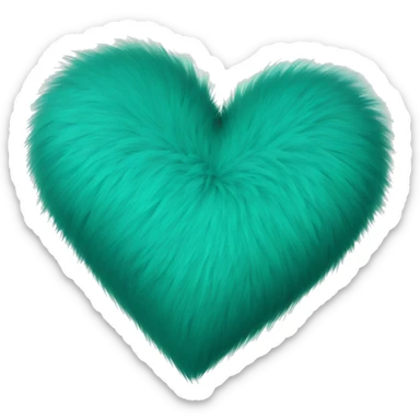 Teal fur heart sticker