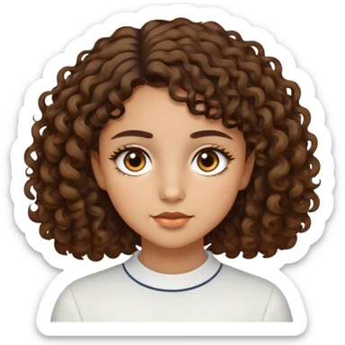 girl with brown eyes, olive complexion, short curly brown hair sticker