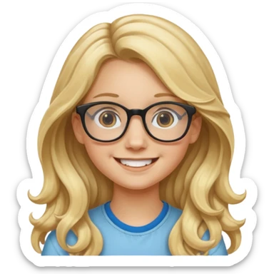 Fille 13 ans qui a des cheveux long et blond et wavy avec des lunettes sticker