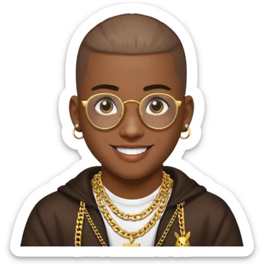 An emoji of Bad Bunny, the superstar from Puerto Rico. The singer. sticker