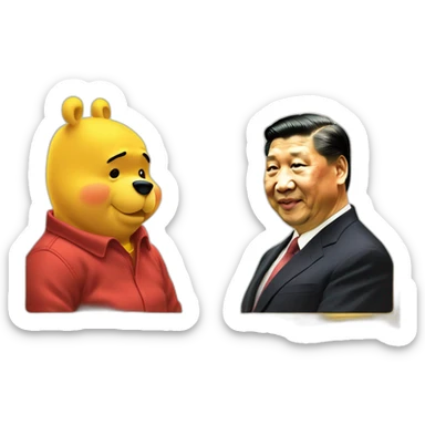 xi jinping looking into a mirror reflection of winnie the pooh sticker