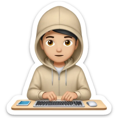 cool programmer with hoodie, snapback hat, and coding on computer sticker