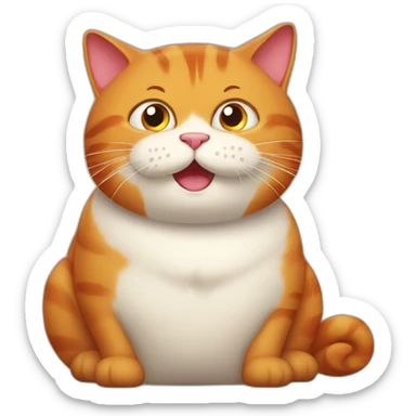 Red fat cat with a long tongue sticking out sticker