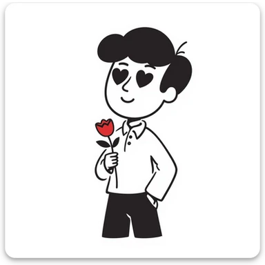 Handsome boyfriend figure with heart eyes sticker