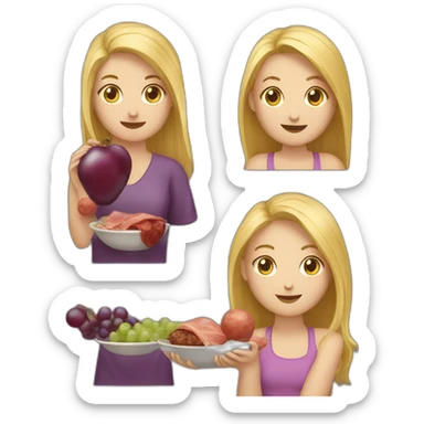 A blonde who eats grapes and a brunette who eats sausage sticker