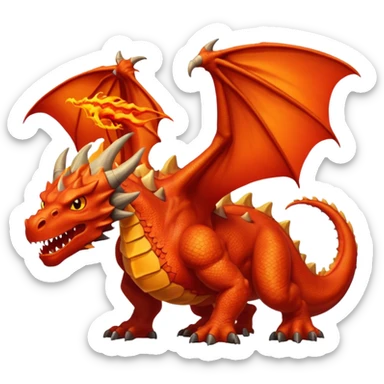 Le Molosse de Lave, c’est un monstre volant fait de roche et de magma, genre un dragon golem sorti d’un donjon niveau enfer.
Son corps est énorme, tout en pierre noire craquelée sticker
