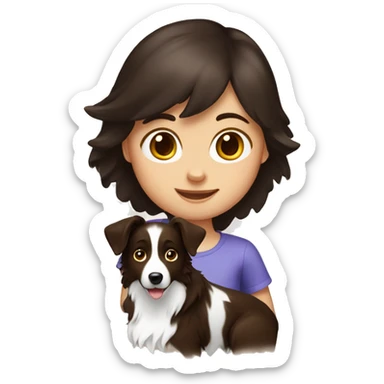  girl and darkbrown border collie sticker