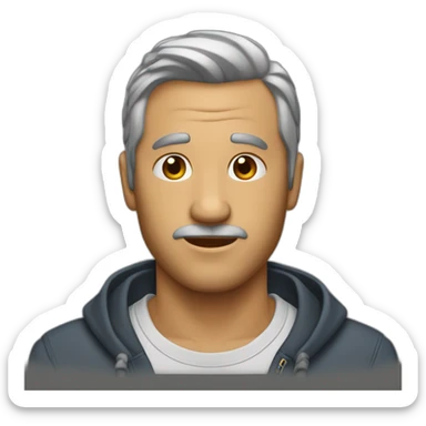 Hombre de cincuenta años pelo corto muy canoso sticker