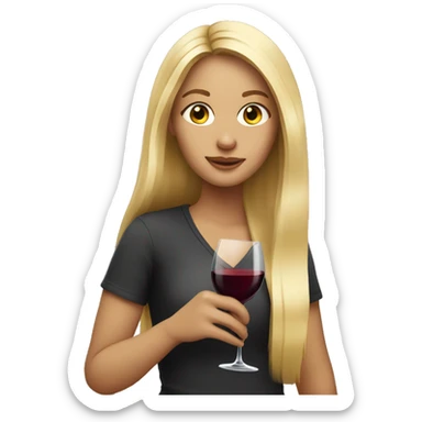 long blonde hair girl with glass wine sticker