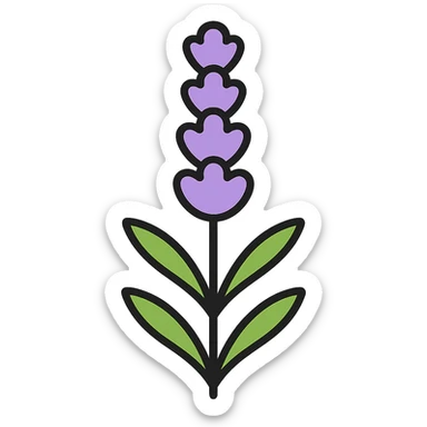 lavender flower icon with lineal color and black outlines sticker