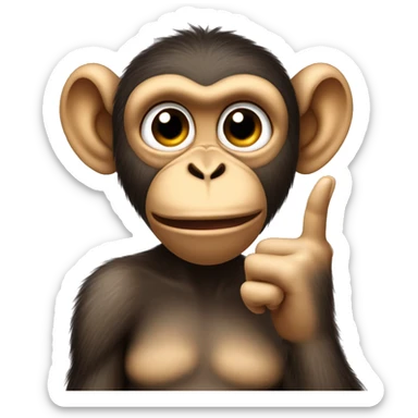 Monkey doing the duck lips and holding up two fingers sticker