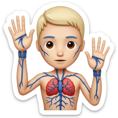 Illustrate Thing with detailed veins & stitches, posed upright giving a gesture. sticker