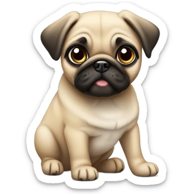 Fawn pug puppy standing sticker
