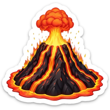 volcano with lava flow sticker
