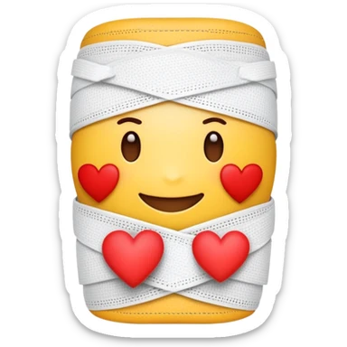 A cute "get well soon" emoji with a heart wearing a bandage sticker