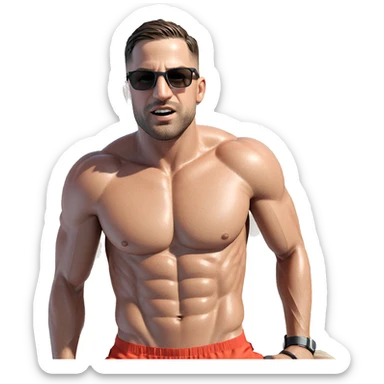 muscular boy by the pool sticker