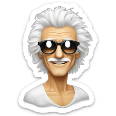 michel polnareff avec des lunettes de soleil blanches et expression de visage neutre sticker