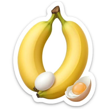 A banana standing between two eggs like egg banana egg sticker