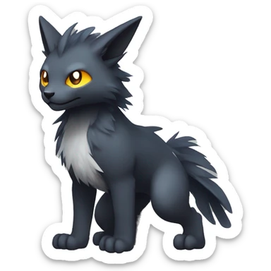 Cute cool shiny fantasy dark-shadow-themed animal hybrid Fakemon full body sticker
