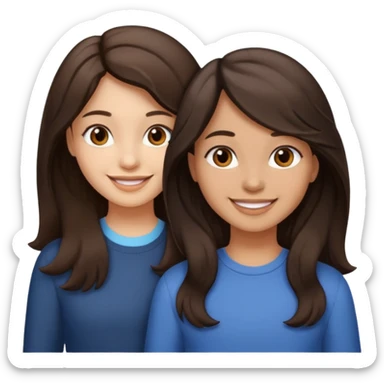 Longer wavy hair for one and straight for the other both dark brown hair. Light skin tone sticker