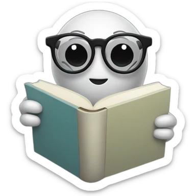 chatbot with glasses holding a book is black sticker