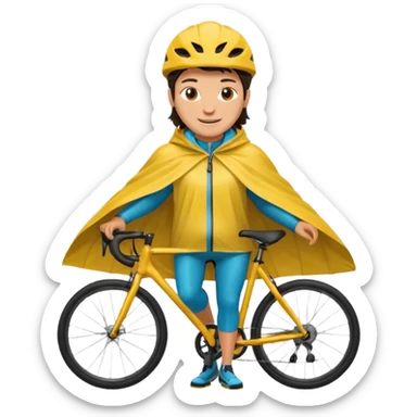 Cyclist with rain poncho sticker