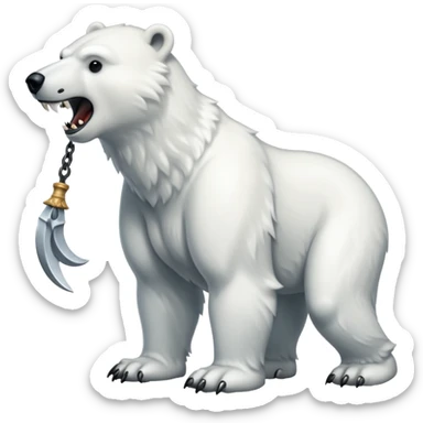 Polar bear with a wolf’s tail, thick neck fur, and short saber fangs sticker