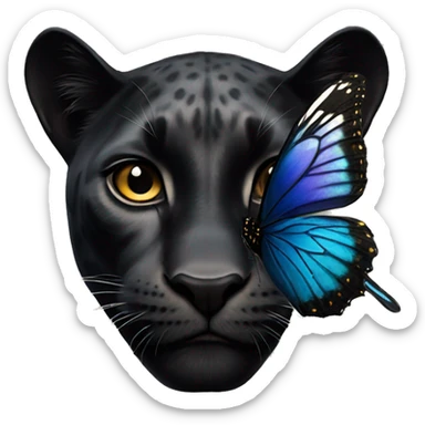 Black panther and butterfly sticker