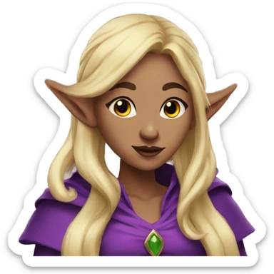 fear Noble female Elf with Elf ears and blonde hair and purple robes sticker