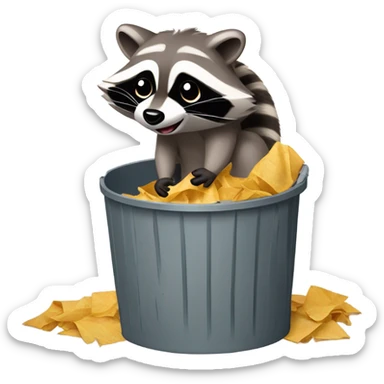 Raccoon trash can  sticker